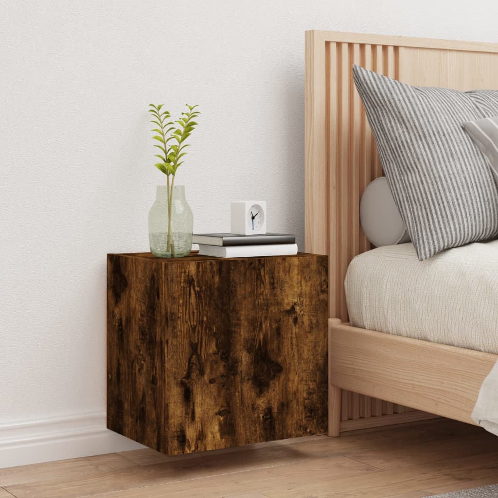 Mobile TV a Parete-Mobile TV a Muro Rovere Fumo 40,5x30x40 cm Legno Multistrato