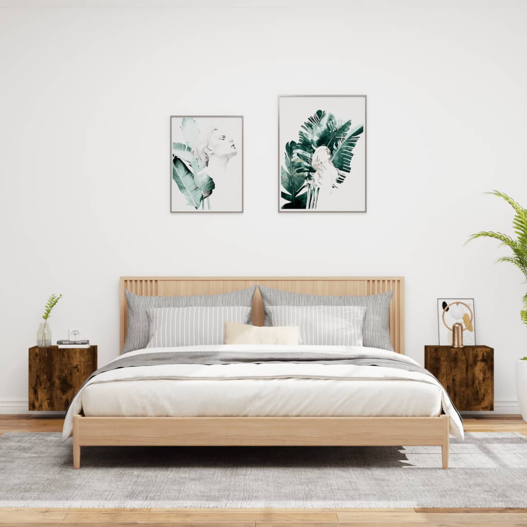 Mobili TV Parete 2pz Rovere Fumo 40,5x30x40cm Legno Multistrato 836905