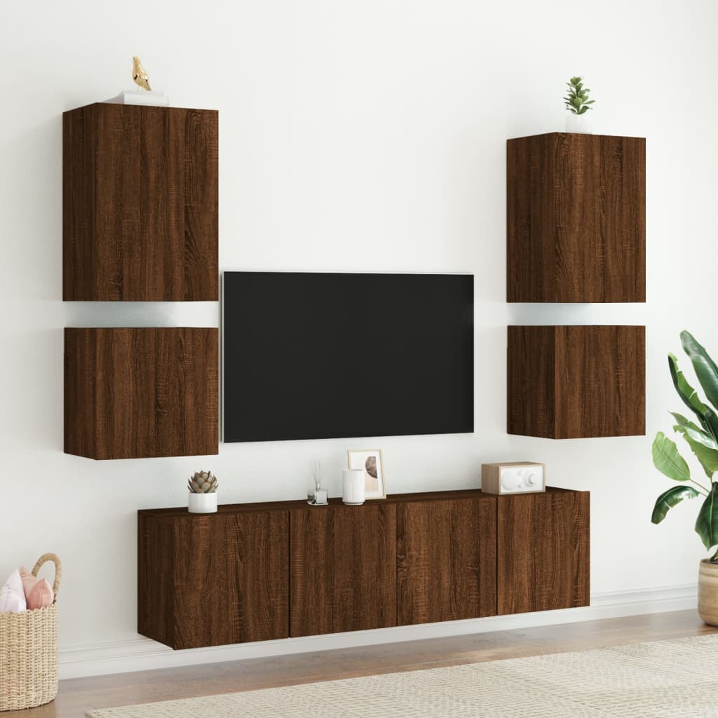 Mobile TV Parete Rovere Marrone 40,5x30x40 cm Legno Multistrato 836908