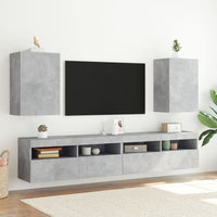Mobili TV Muro 2pz Grigio Cemento 40,5x30x60 Legno Multistrato 836917