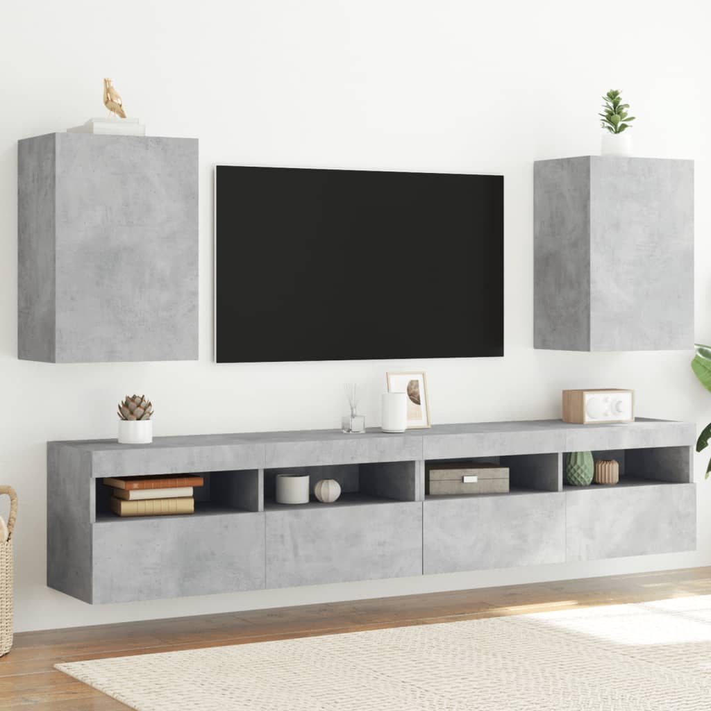 Mobili TV Muro 2pz Grigio Cemento 40,5x30x60 Legno Multistrato 836917