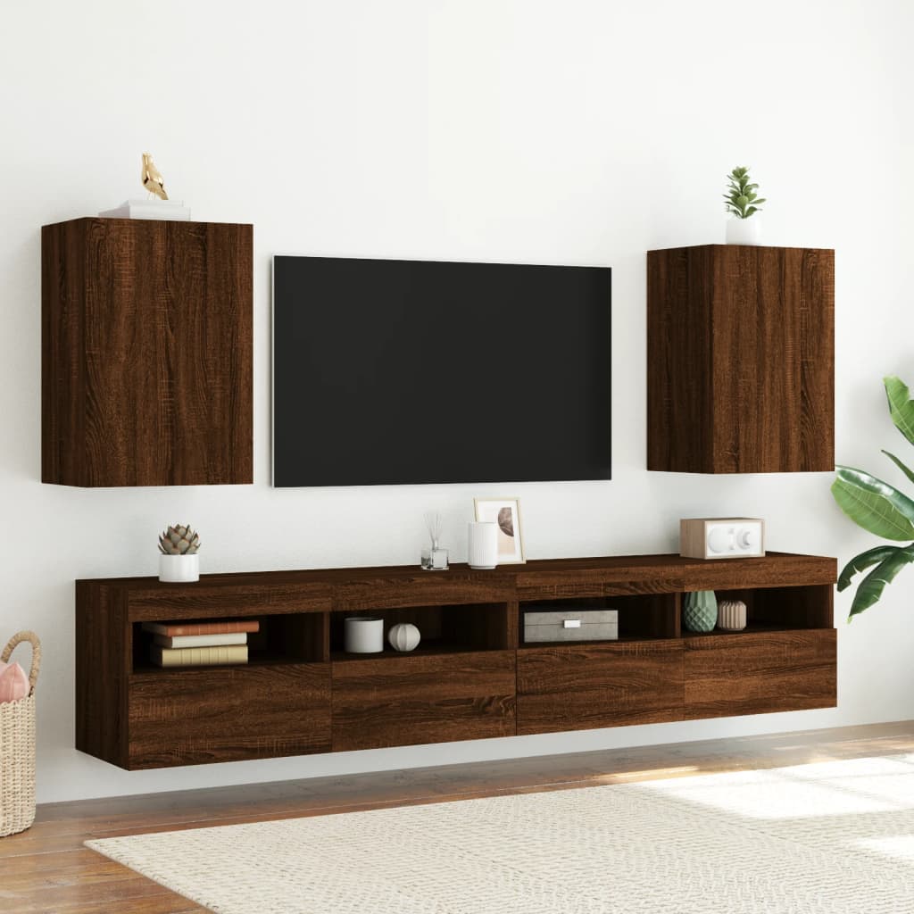 Mobile TV Parete Rovere Marrone 40,5x30x60 cm Legno Multistrato 836922