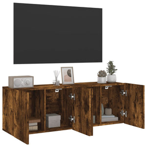 Mobili TV a Parete 2pz-Set di 2 Credenza per TV sospesa Rovere Fumo 60x30x41 cm