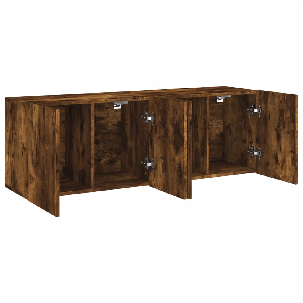 Mobili TV a Parete 2pz-Set di 2 Credenza per TV sospesa Rovere Fumo 60x30x41 cm