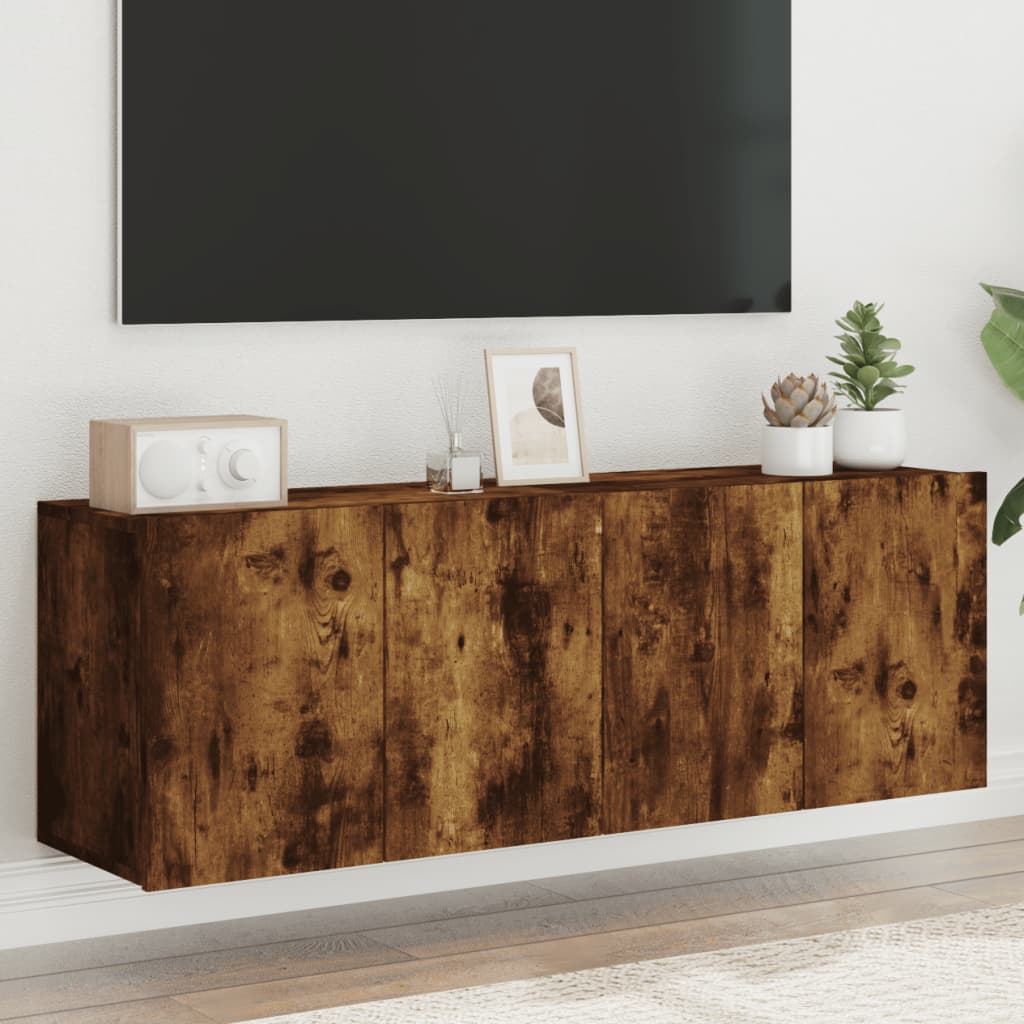 Mobili TV a Parete 2pz-Set di 2 Credenza per TV sospesa Rovere Fumo 60x30x41 cm