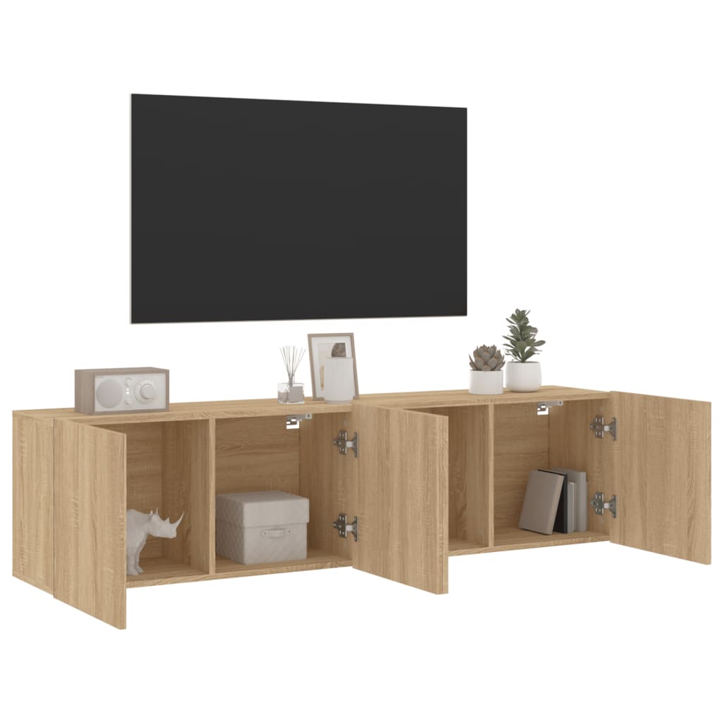 Mobili TV a Parete 2pz-Set di 2 Credenza per TV sospesa Rovere Sonoma 80x30x41 cm
