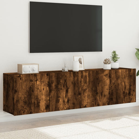 Mobili TV a Parete 2pz-Set di 2 Credenza per TV sospesa Rovere Fumo 80x30x41 cm