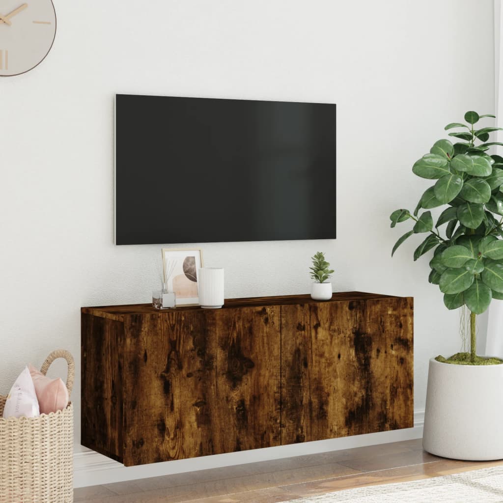 Mobile TV a Parete-Mobile TV a Muro Rovere Fumo 100x30x41 cm
