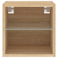 Mobile TV a Parete con Luci LED-Mobile TV a Muro Rovere Sonoma 30x28,5x30 cm