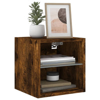 Mobile TV a Parete con Luci LED-Mobile TV a Muro Rovere Fumo 30x28,5x30 cm