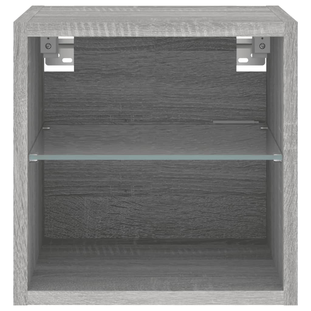 Mobili TV a Parete con Luci LED 2pz-Set di 2 Credenza per TV sospesa Grigio Sonoma 30x28,5x30 cm