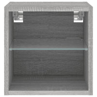 Mobili TV a Parete con Luci LED 2pz-Set di 2 Credenza per TV sospesa Grigio Sonoma 30x28,5x30 cm