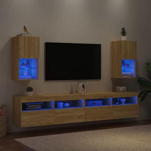 Mobili TV con Luci LED 2pz Rovere Sonoma 30,5x30x60 cm 836992