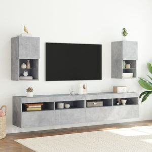 Mobile TV con Luci LED Grigio Cemento 30,5x30x60 cm 836993