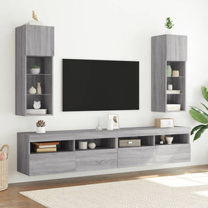 Mobili TV con Luci LED 2pz Grigio Sonoma 30,5x30x90 cm 837012