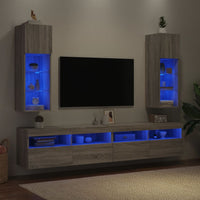 Mobili TV con Luci LED 2pz Grigio Sonoma 30,5x30x90 cm 837012
