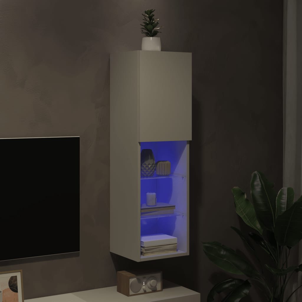 Mobile TV con Luci LED-Credenza TV-Console TV Bianco 30,5x30x102 cm