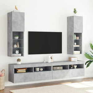 Mobile TV con Luci LED Grigio Cemento 30,5x30x102 cm 837021