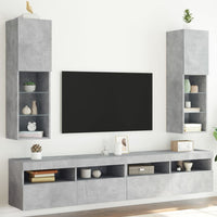 Mobili TV con Luci LED 2pz Grigio Cemento 30,5x30x102 cm 837022