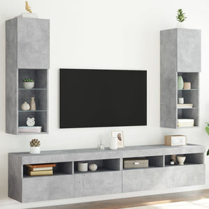 Mobili TV con Luci LED 2pz Grigio Cemento 30,5x30x102 cm 837022