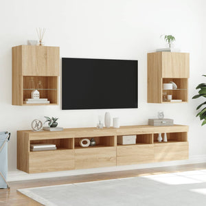 Mobili Porta TV con Luci LED 2 pz Rovere Sonoma 40,5x30x60 cm 837034