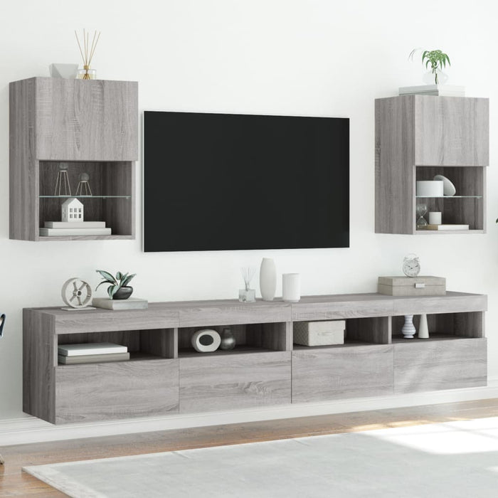 Mobili TV con Luci LED 2pz Grigio Sonoma 40,5x30x60 cm 837040