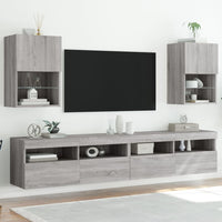 Mobili TV con Luci LED 2pz Grigio Sonoma 40,5x30x60 cmcod mxl 110145