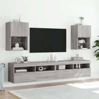 Mobili TV con Luci LED 2pz Grigio Sonoma 40,5x30x60 cmcod mxl 110145
