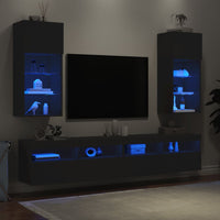 Mobili Porta TV con Luci LED 2 pz Neri 40,5x30x90 cm 837046
