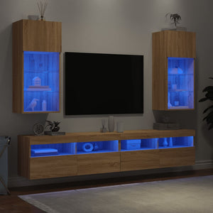 Mobili TV con Luci LED 2pz Rovere Sonoma 40,5x30x90 cm 837048
