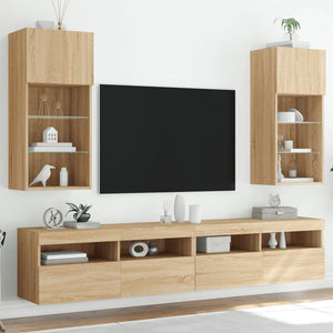 Mobili TV con Luci LED 2pz Rovere Sonoma 40,5x30x90 cm 837048