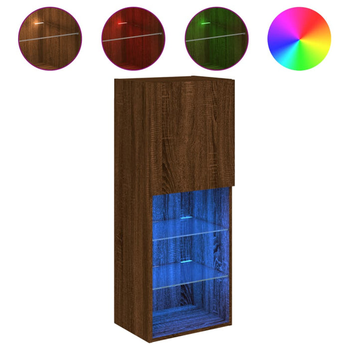 Mobile TV con Luci LED-Credenza TV-Console TV Rovere Marrone 40,5x30x102 cm