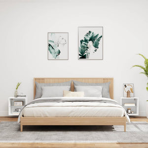 Comodini con Luci LED a Parete 2pz-Set di 2 Tavolino da notte Bianchi 384985