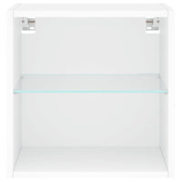 Comodini con Luci LED a Parete 2pz Bianchi 837065