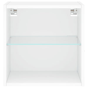 Comodini con Luci LED a Parete 2pz Bianchi 837065