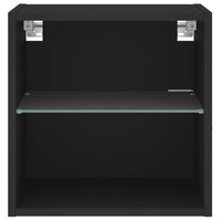 Comodino con Luci LED a Parete Nero 837066