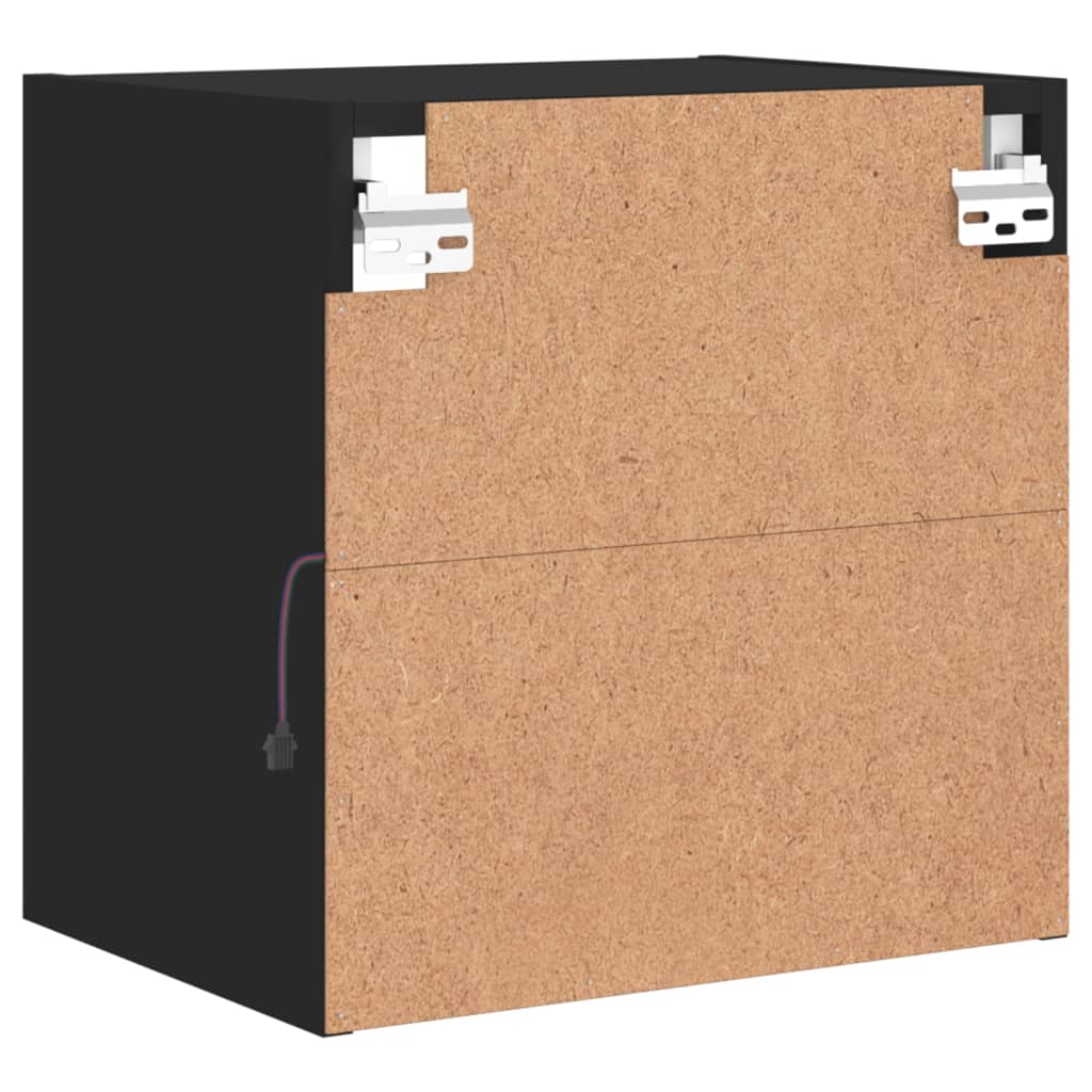 Comodino con Luci LED a Parete Nero 837066