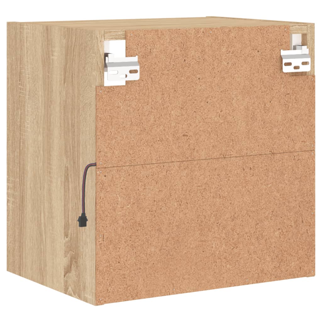 Comodino con Luci LED a Parete Rovere Sonoma 837068