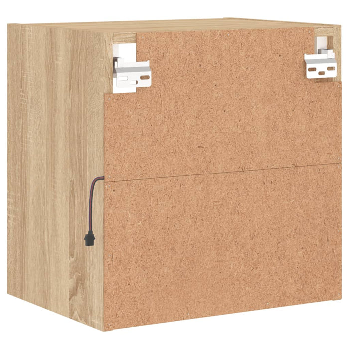 Comodino con Luci LED a Parete Rovere Sonoma 837068