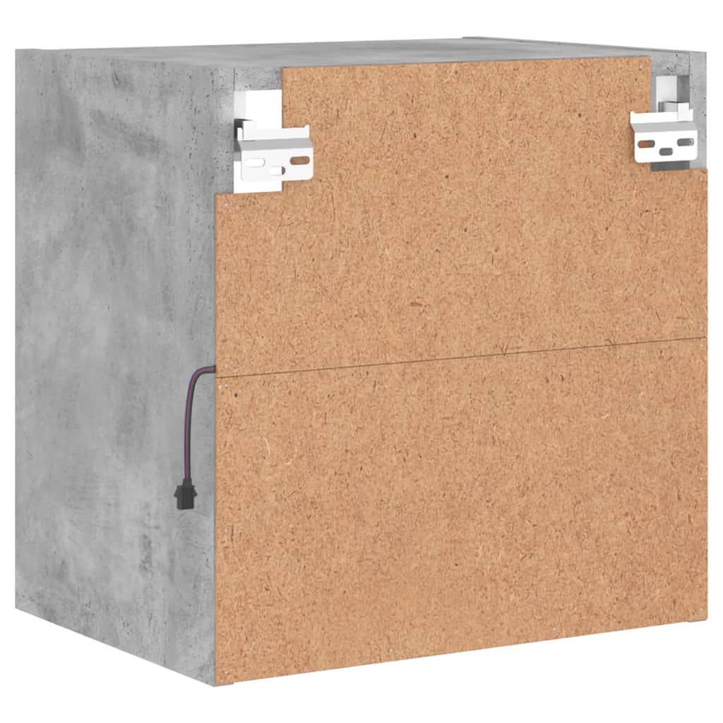 Comodino con Luci LED a Parete-Tavolino da notte Grigio Cemento 818363