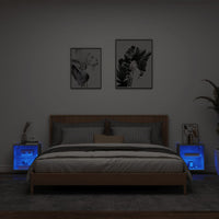 Comodini con Luci LED a Parete 2pz Grigio Cemento 837071