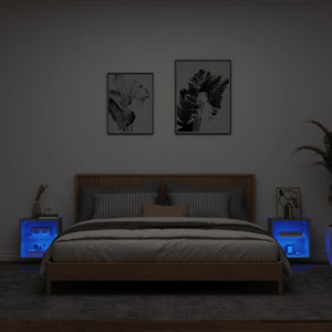 Comodini con Luci LED a Parete 2pz Grigio Cemento 837071