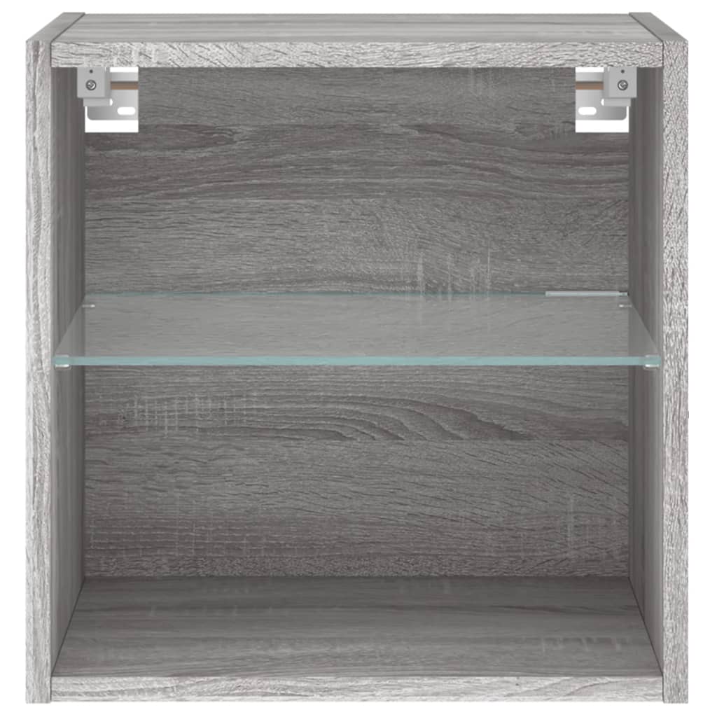 Comodino con Luci LED a Parete-Tavolino da notte Grigio Sonoma 532818