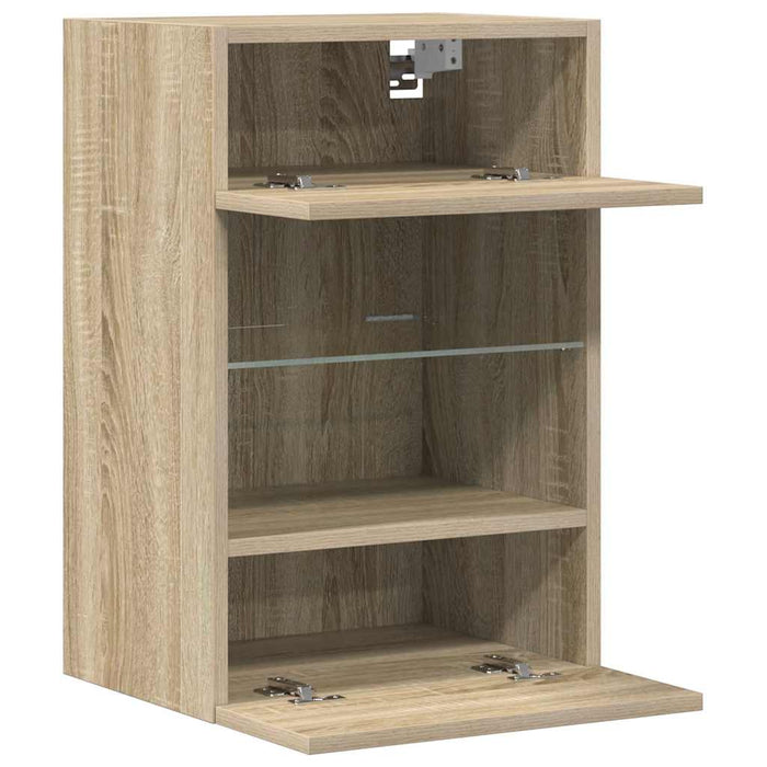 Mobili da parete con luci LED per TV 2pz Rovere Sonoma 40x30x60,5 cm 837083
