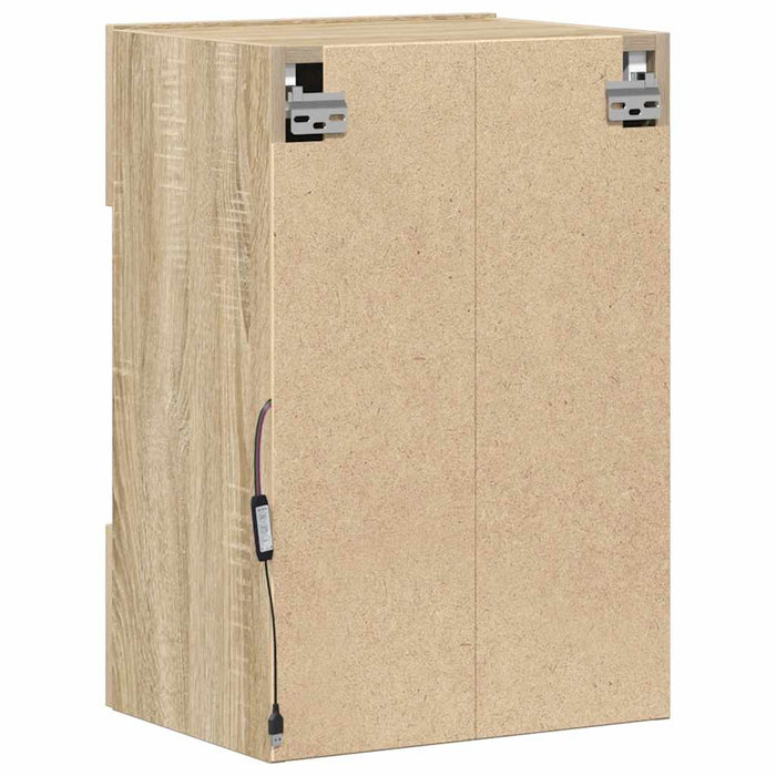 Mobili da parete con luci LED per TV 2pz Rovere Sonoma 40x30x60,5 cm 837083