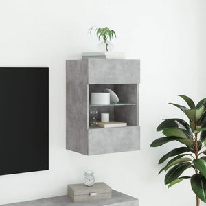 Mobile TV a Parete con Luci LED Grigio Cemento 40x30x60,5 cm 837084