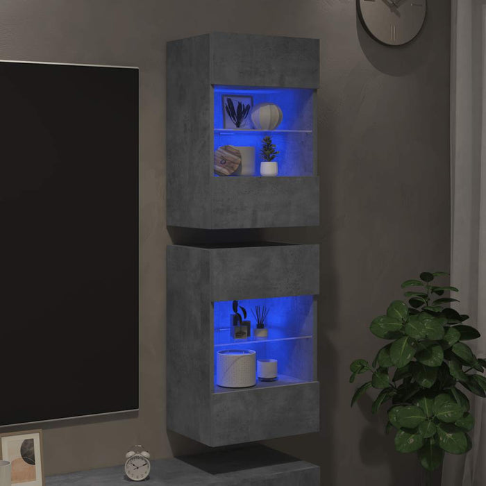 Mobili TV a Parete con Luci LED 2pz Grigio Cemento 40x30x60,5cmcod mxl 134114