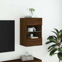 Mobile TV a Parete con Luci LED-Mobile TV a Muro Rovere Marrone 40x30x60,5 cm