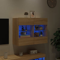 Mobile TV a Parete con Luci LED Rovere Sonoma 78,5x30x60,5 cm 837101