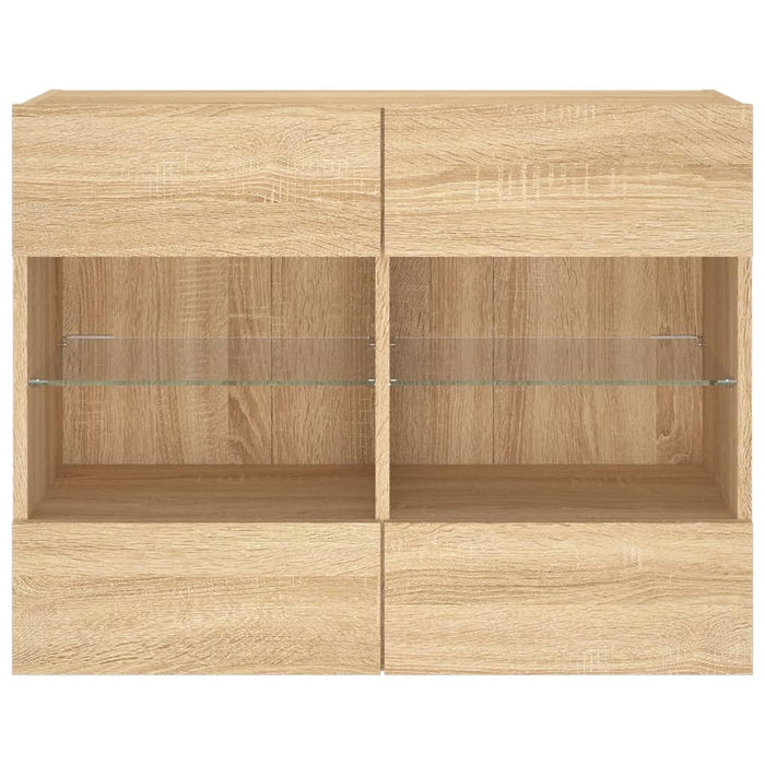 Mobile TV a Parete con Luci LED Rovere Sonoma 78,5x30x60,5 cm 837101